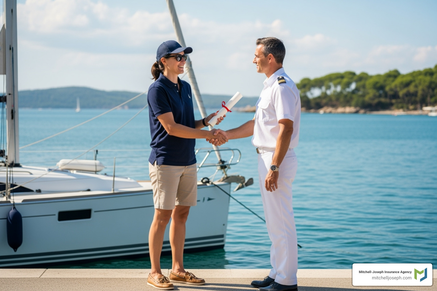 boater receiving a safety course certificate - boaters insurance