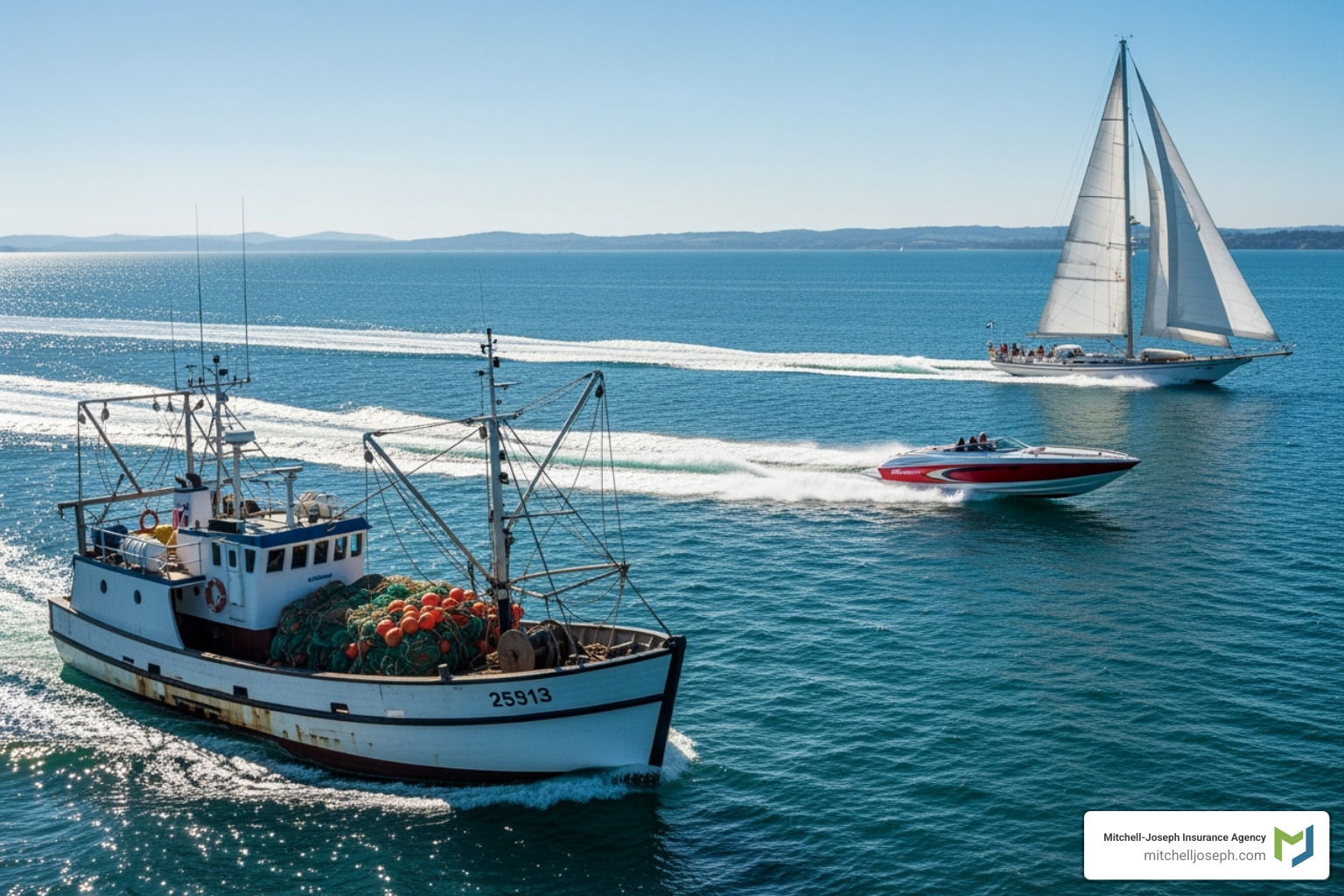 different types of boats (fishing boat, speedboat, sailboat) - how much is boat insurance