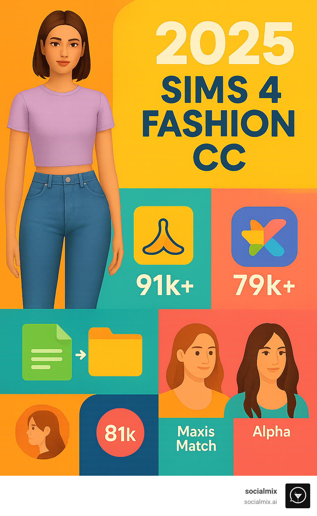 Comprehensive guide to Sims 4 fashion custom content sources, installation methods, and popular creator platforms with download statistics and style comparisons - sims 4 fashion cc infographic 