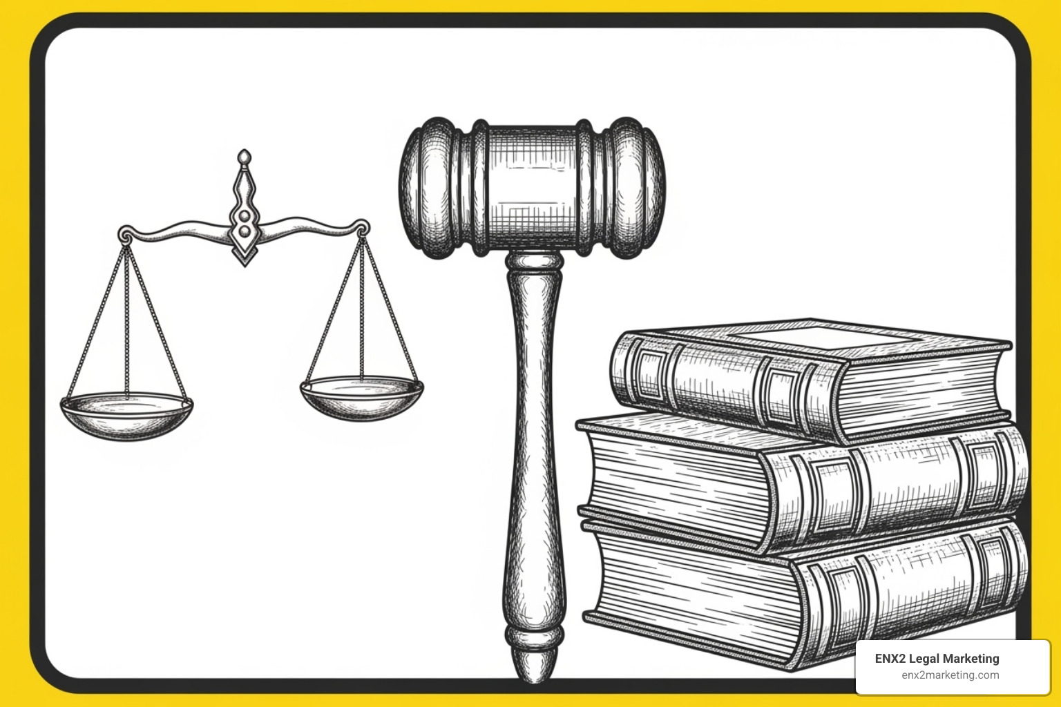 Warning sign with legal symbols - law firm website compliance Warning sign with legal symbols - law firm website compliance