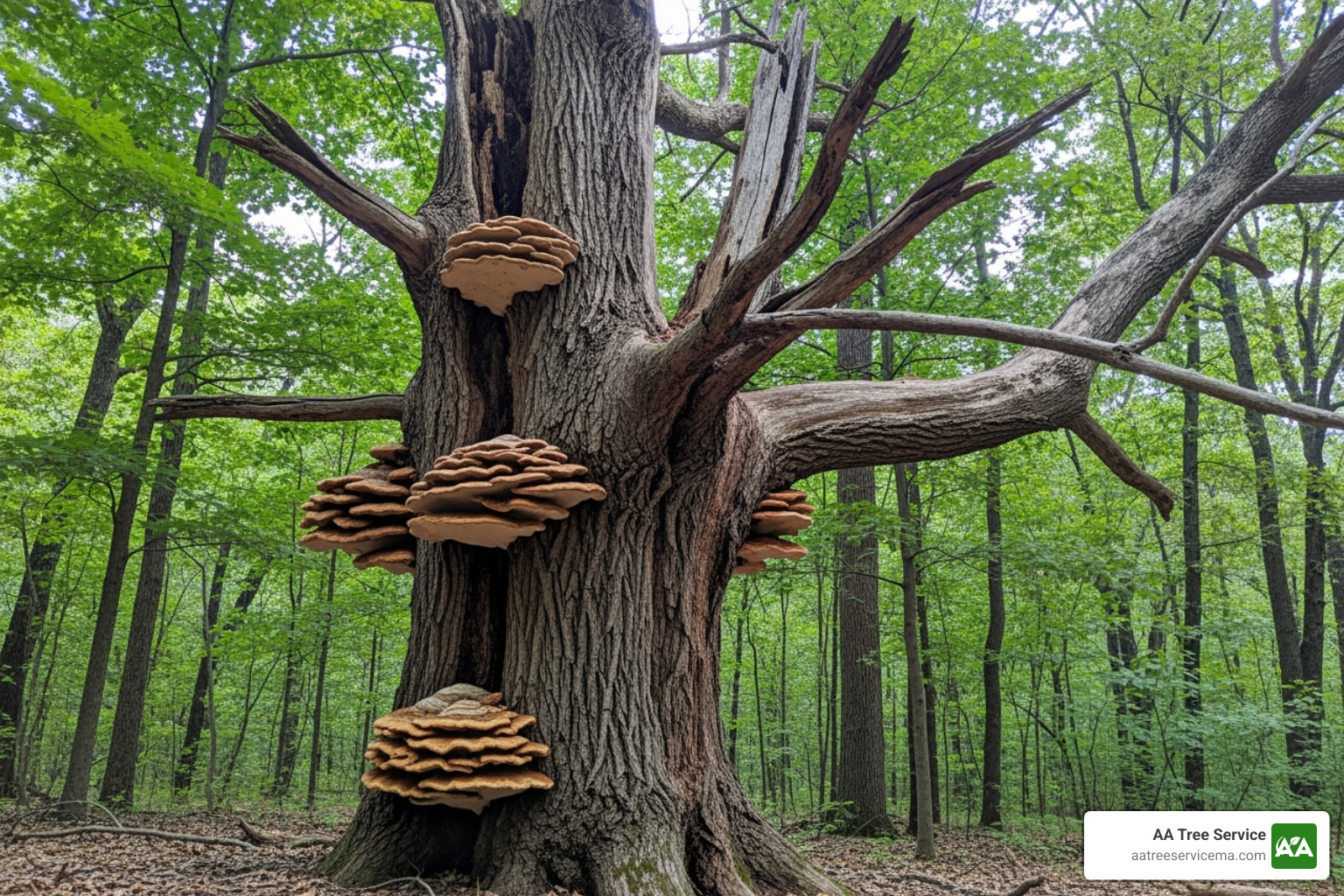 tree with clear signs of disease, like fungus or dead branches - Tree Company Near Me