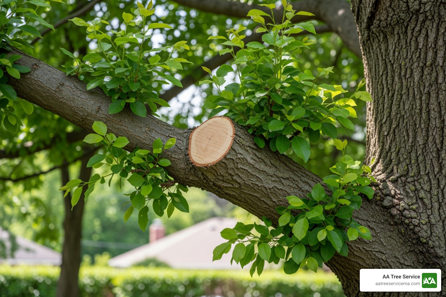 arborist safely pruning a large branch - Tree Company Near Me