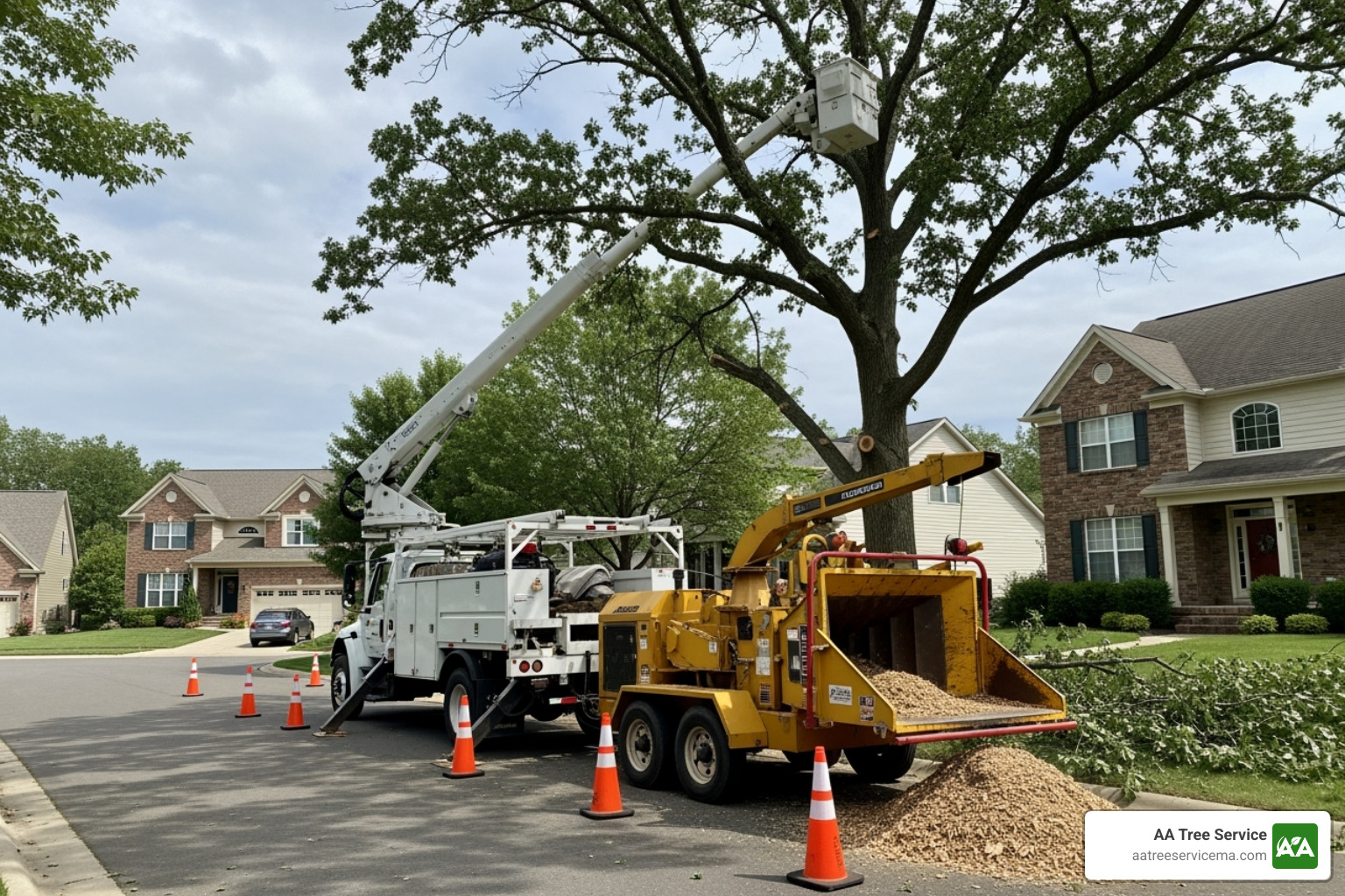professional tree service crew with modern equipment and safety gear - Tree Company Near Me