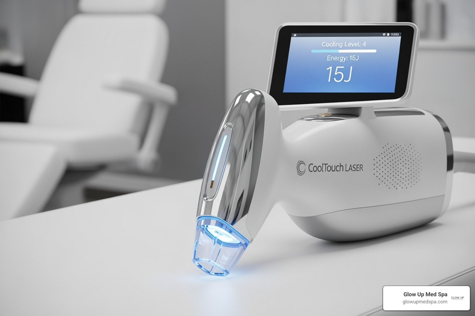A modern laser device with a cooling tip feature, designed for comfortable and effective hair removal. - laser hair removal for sensitive skin