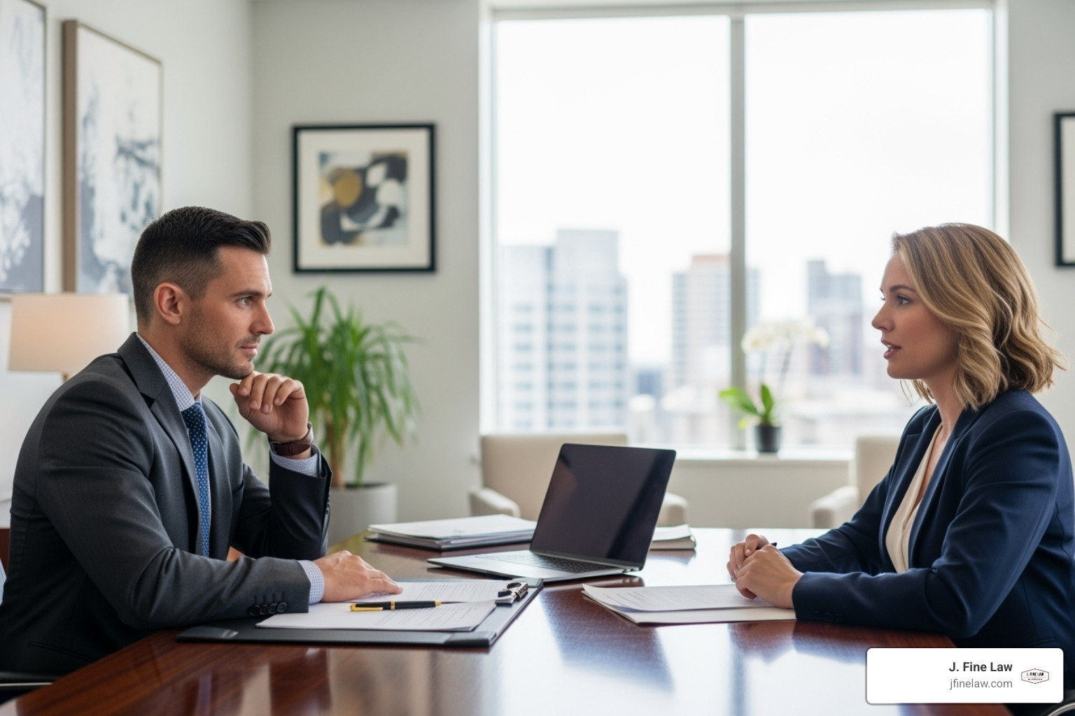 lawyer in a consultation with a client - cherry hill distracted driving attorney