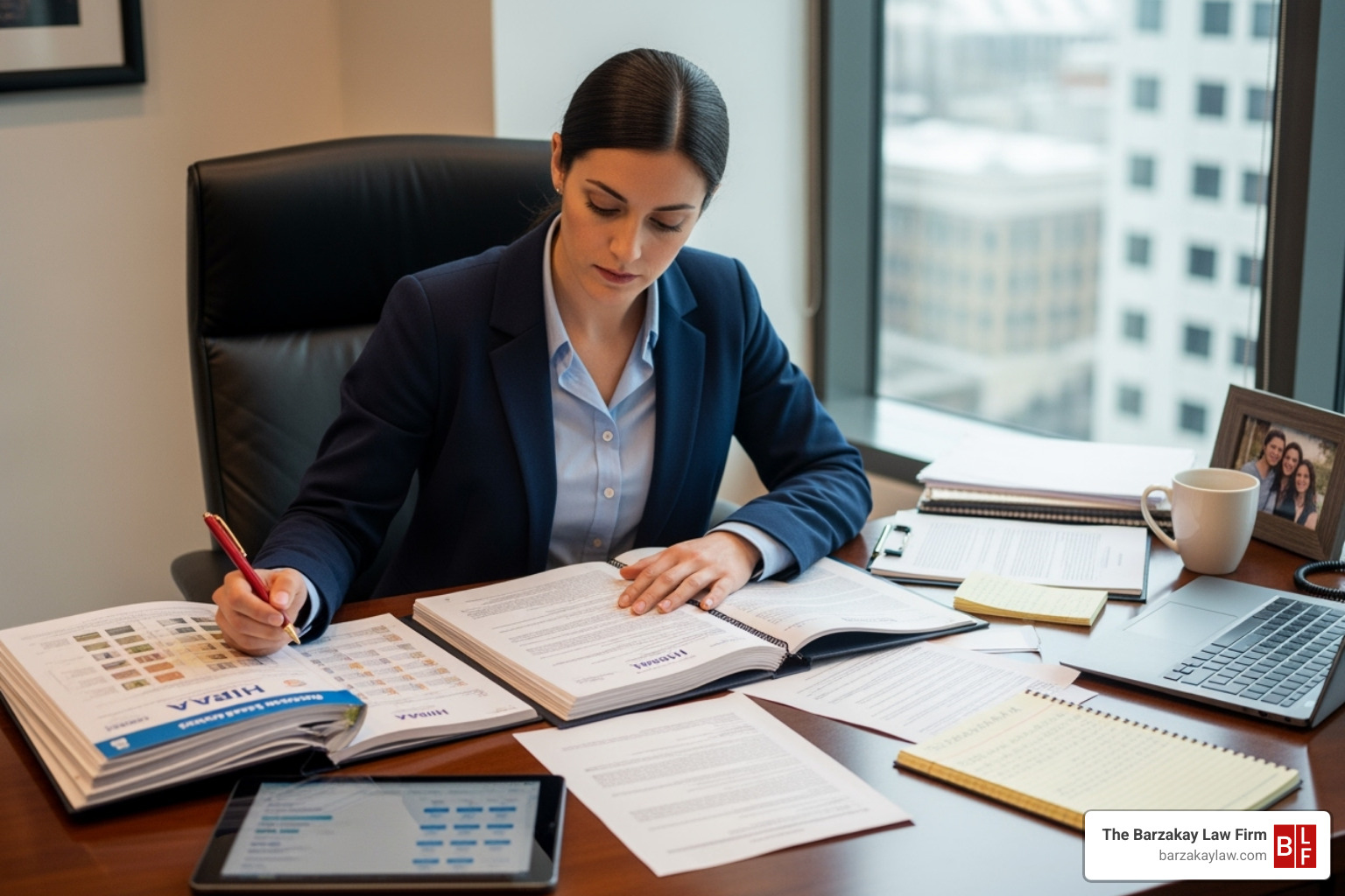 Legal professional reviewing medical charts and legal documents - medical malpractice claim attorney