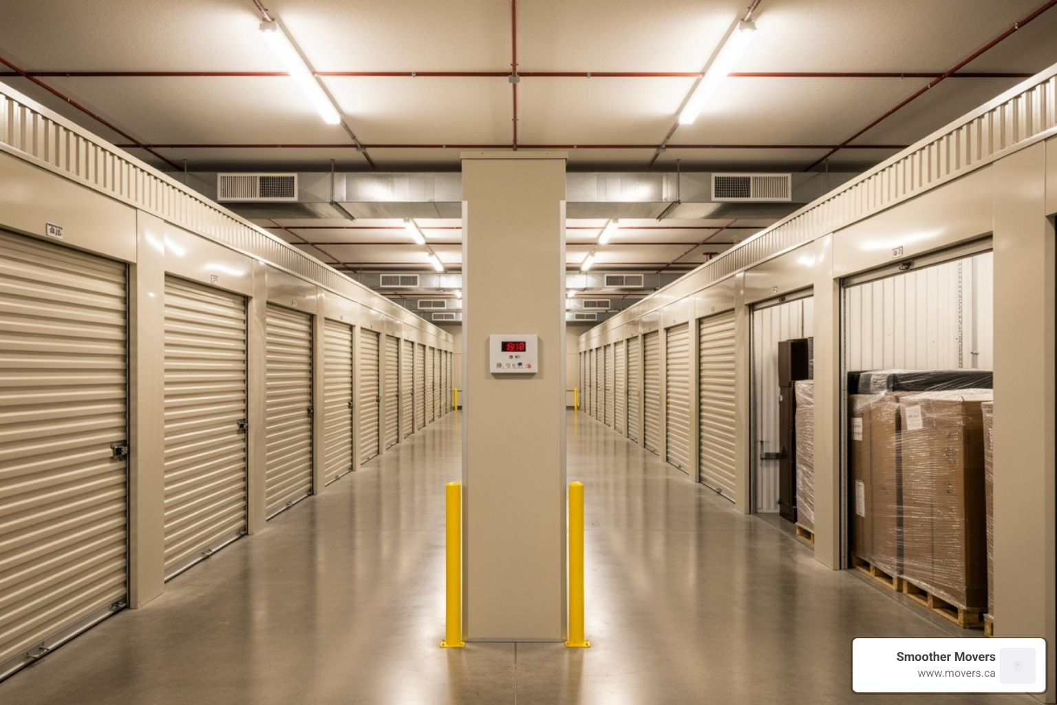 clean, well-lit interior of a climate-controlled storage facility - climate controlled storage solutions