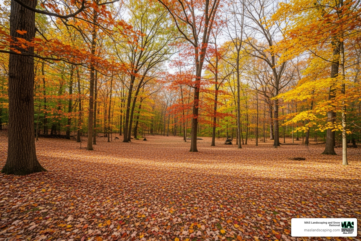 large, heavily wooded property with a thick blanket of leaves - cost of fall leaf cleanup large, heavily wooded property with a thick blanket of leaves - cost of fall leaf cleanup