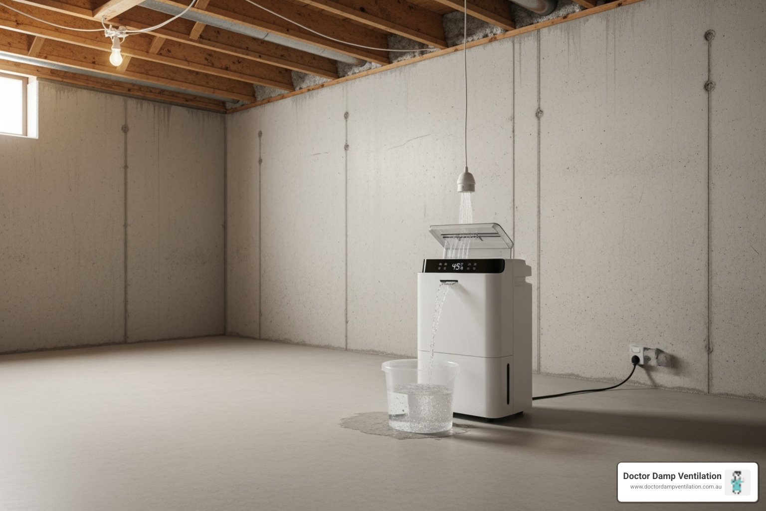 a dehumidifier running in a clean basement or sub-floor area - improve indoor air quality
