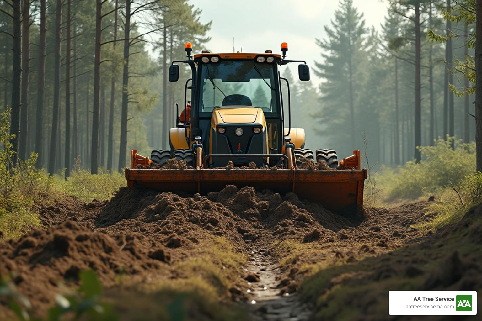 heavy machinery like a forestry mulcher in action - site clearing services