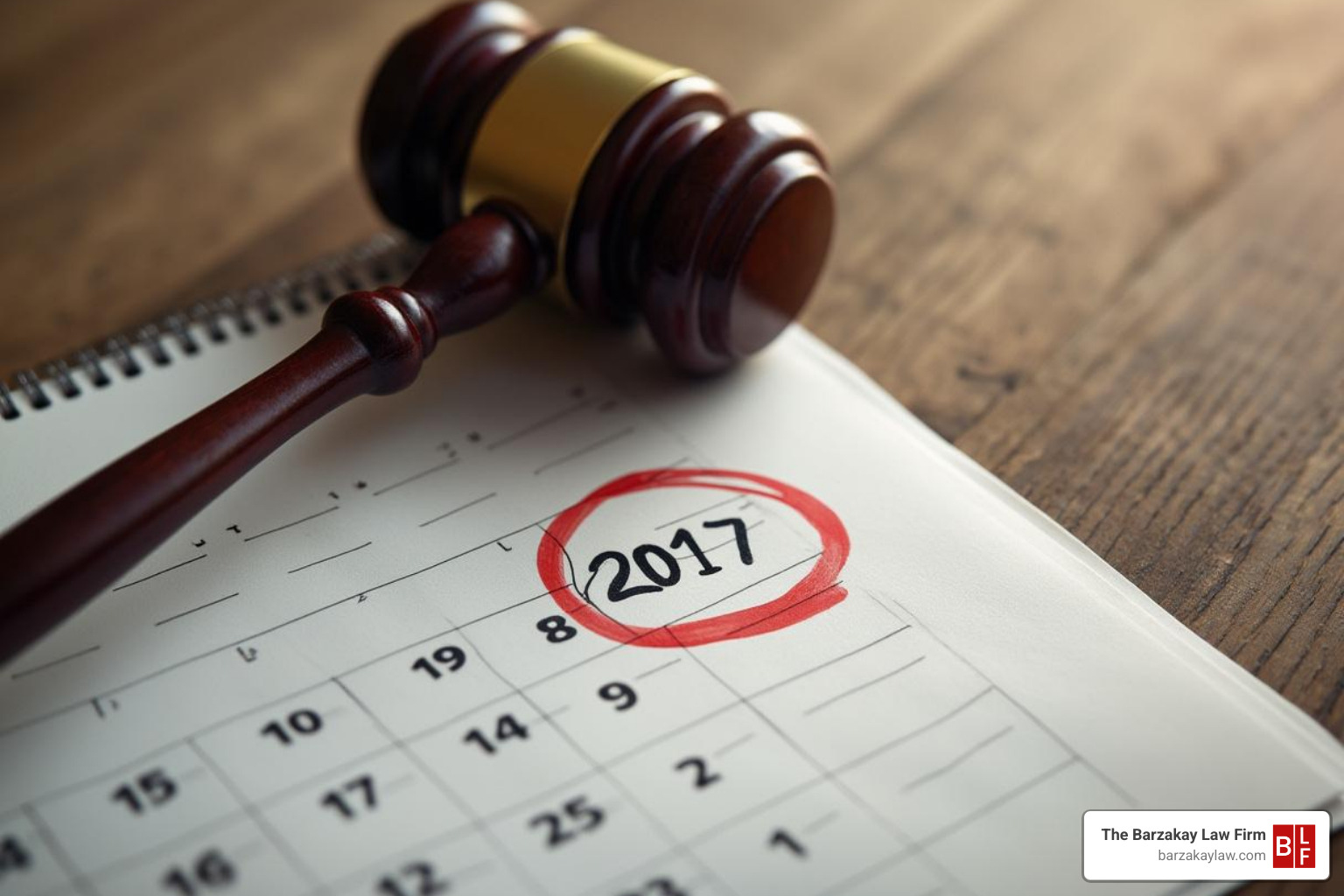 Calendar with a date circled next to a gavel - medical malpractice claim attorney