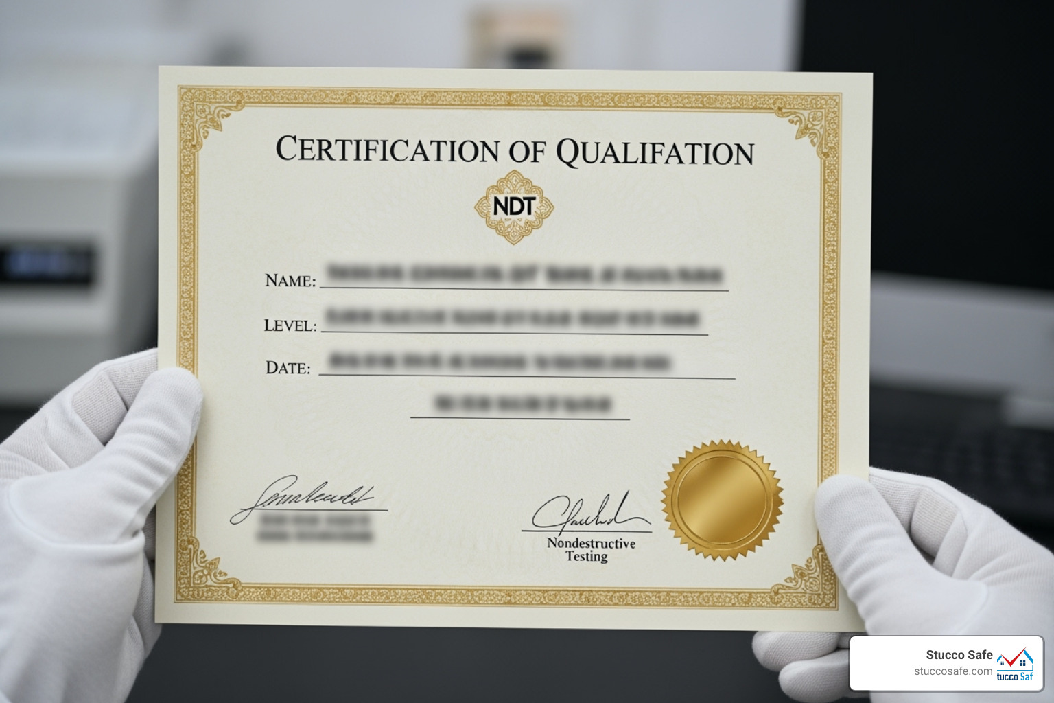 Certificate of NDT qualification - nondestructive inspection jobs