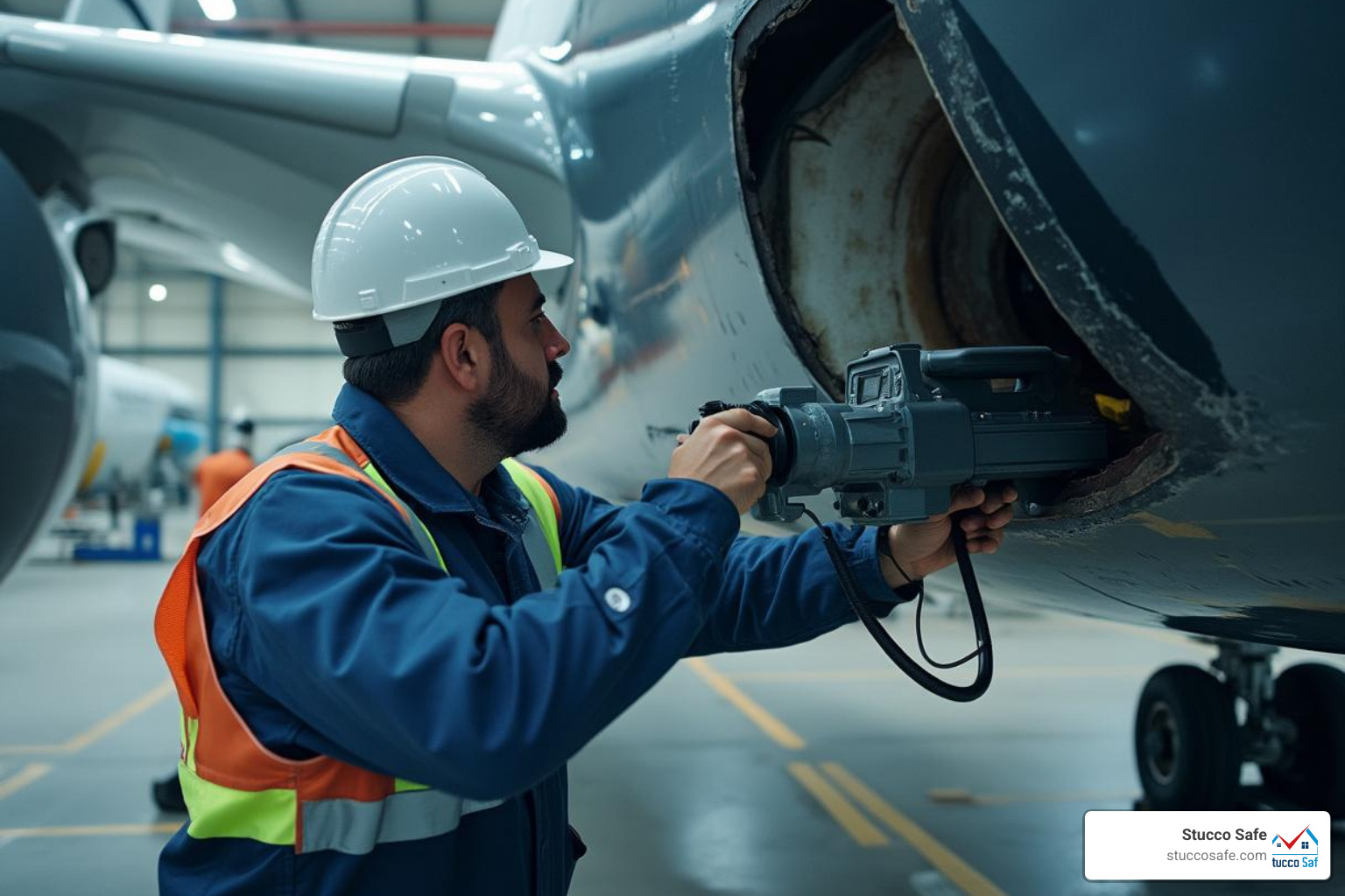 NDT inspector examining an aircraft wing - nondestructive inspection jobs