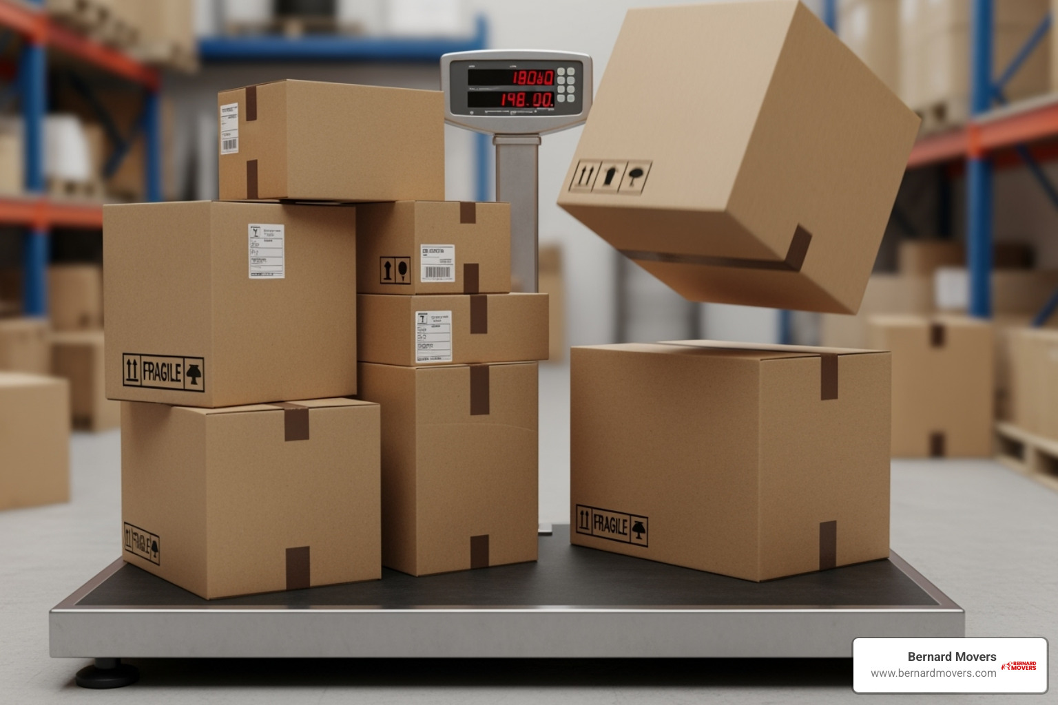 scale weighing moving boxes