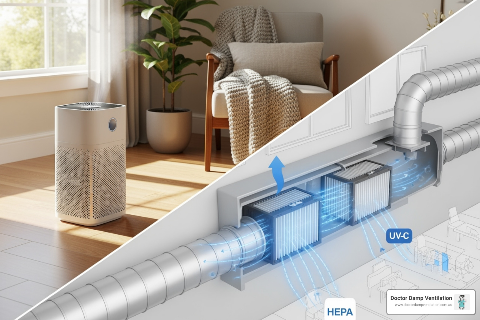 portable room air purifier vs HVAC-integrated system - home air purification