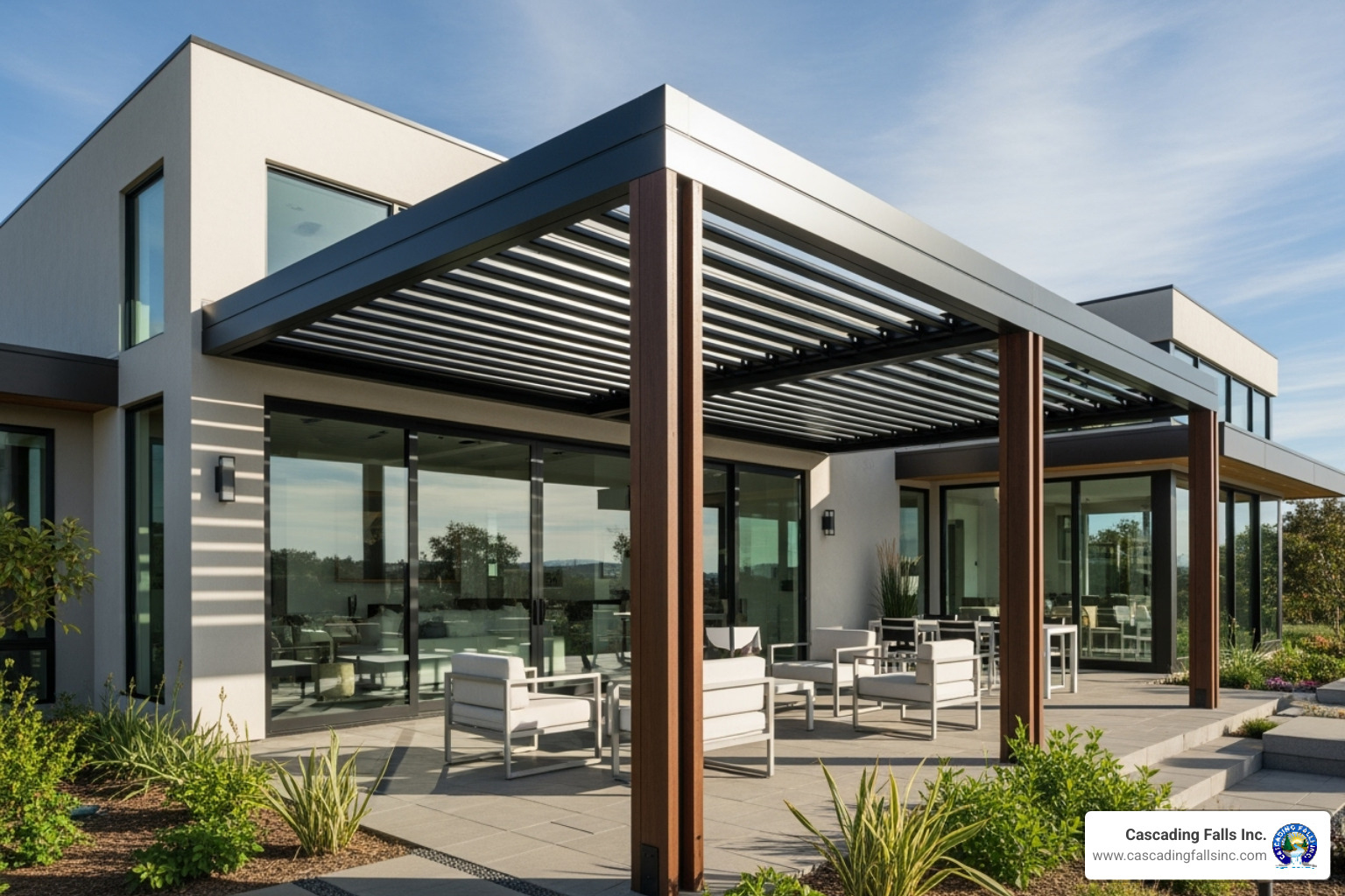 a custom-designed pergola complementing a home's architecture - high quality pergolas