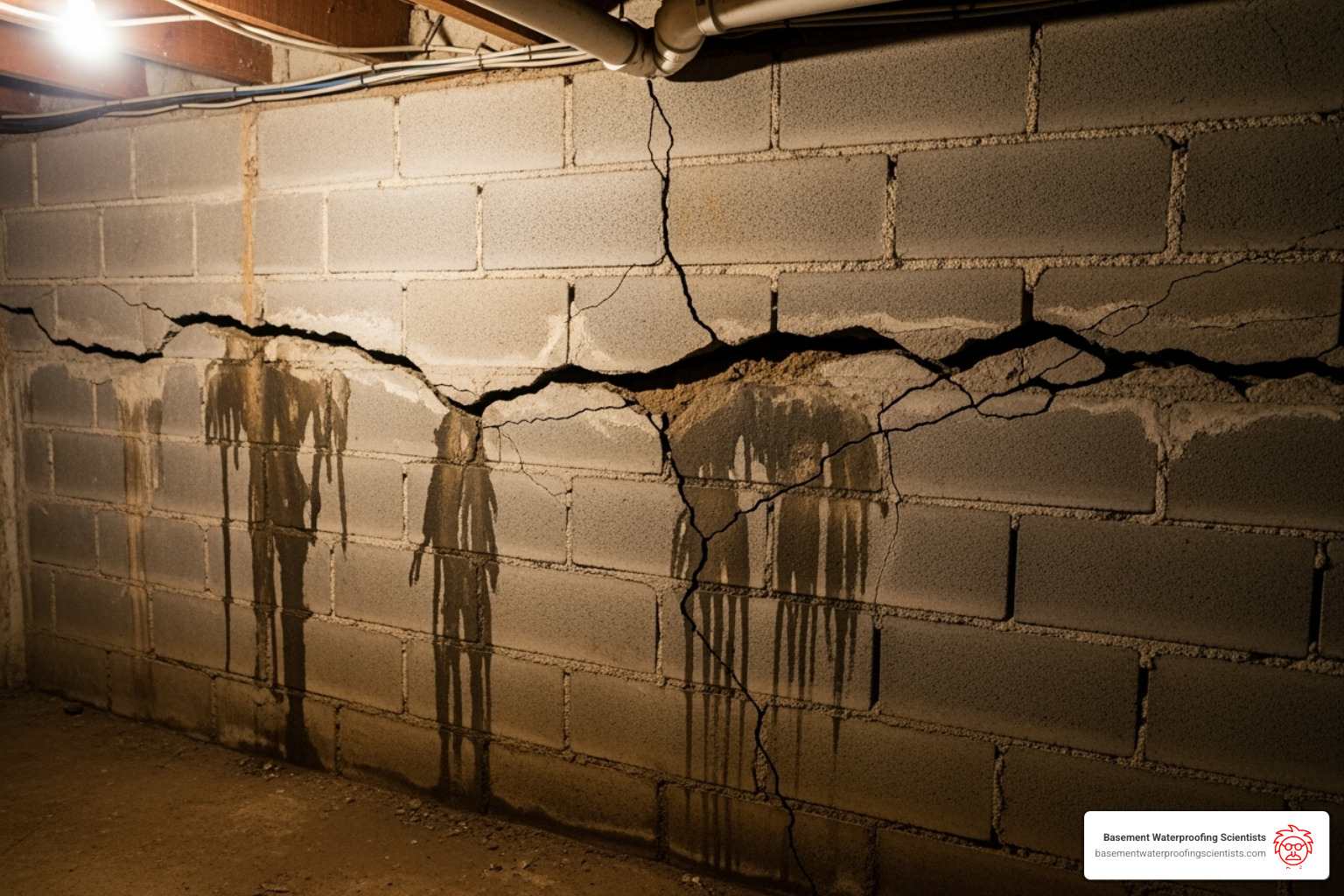 Foundation wall with a large horizontal crack - carbon fiber foundation repair