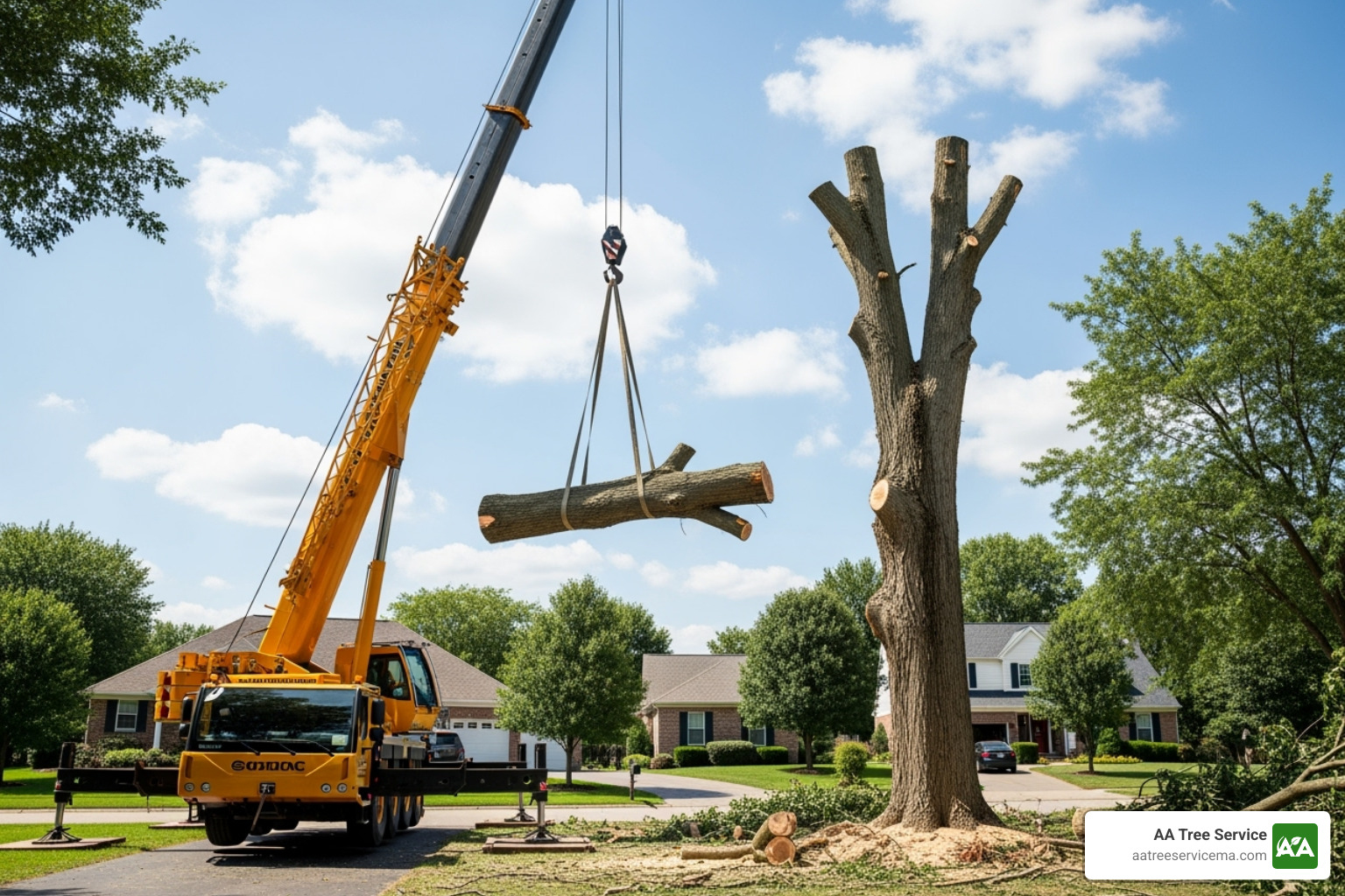 tree removal with crane - tree removal lynn ma