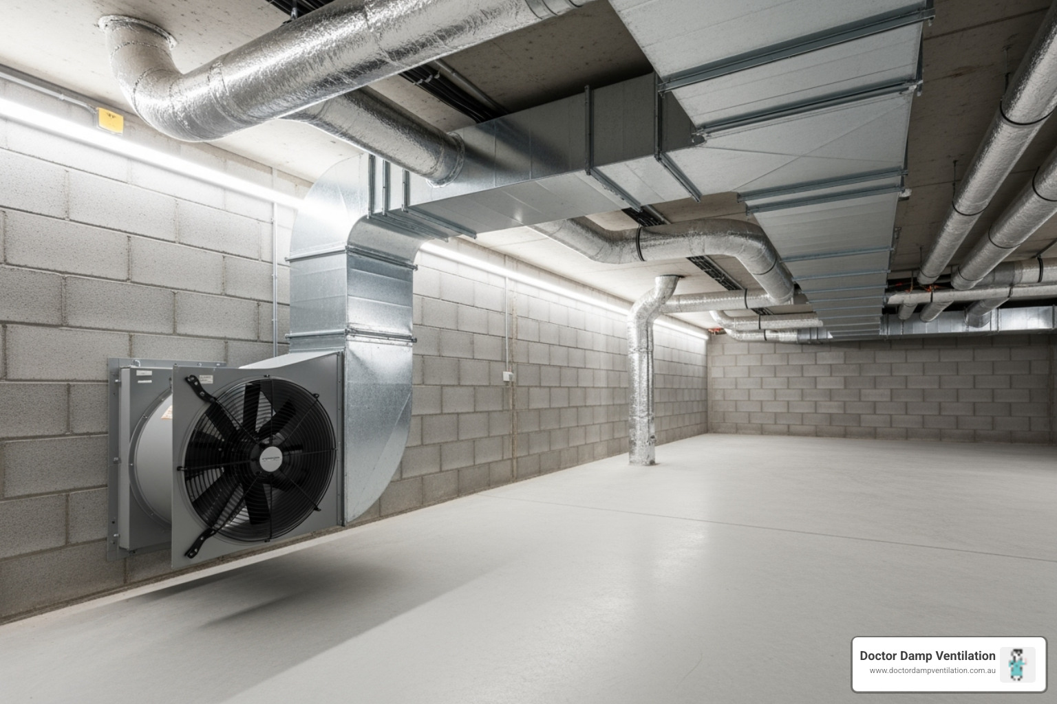 modern subfloor with mechanical ventilation system - ventilated floor