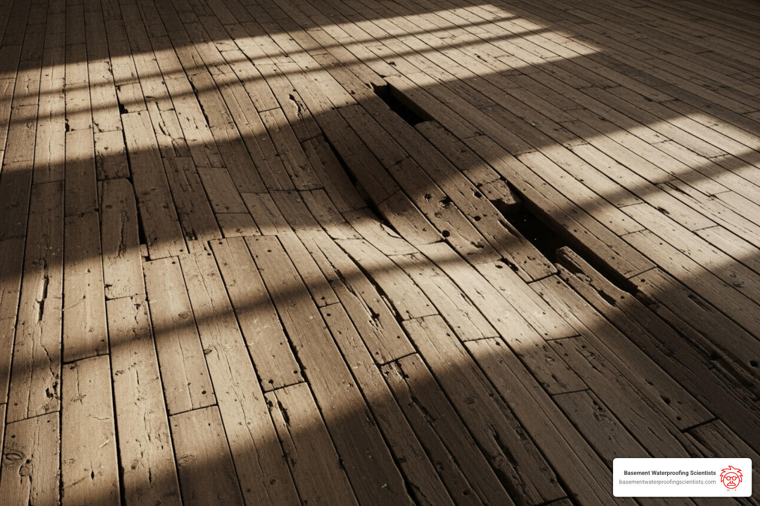 Image of sagging floors from above - Crawl space repair NJ