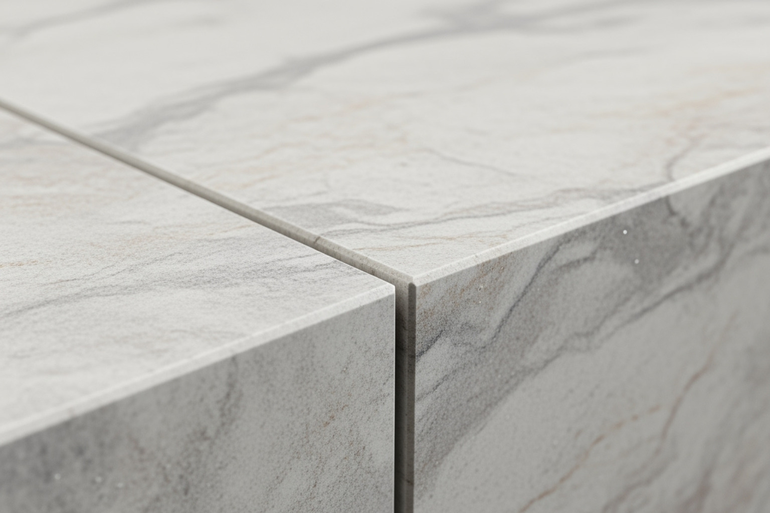 close-up shot showcasing a perfectly executed mitered edge on a porcelain countertop - porcelain countertop ideas