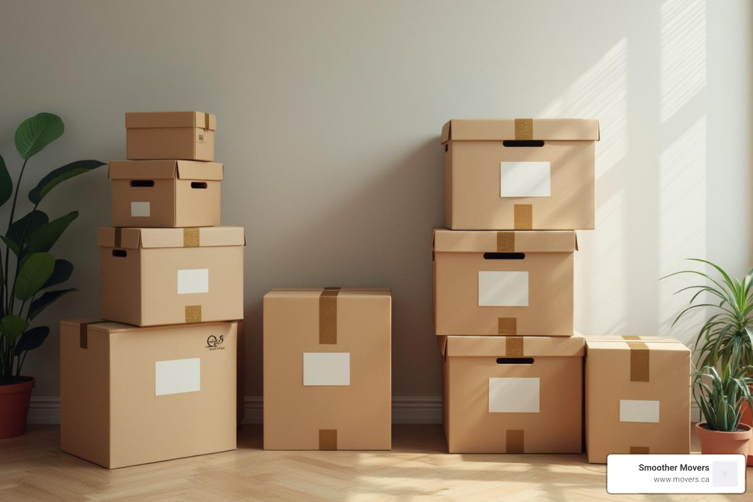 neatly packed and labeled moving boxes - movers in kelowna