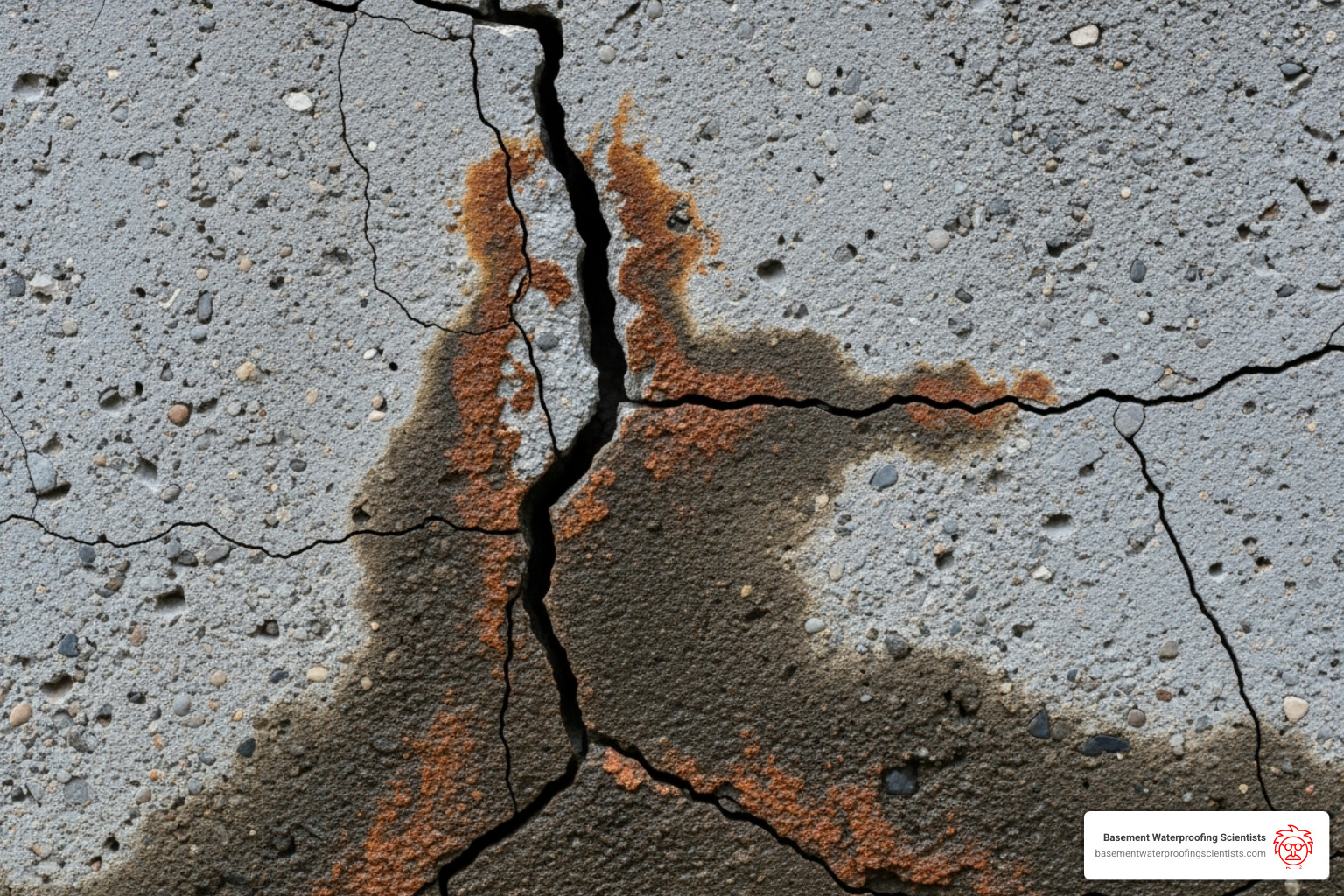 A close-up image of a cracked foundation wall before repair, showing visible damage. - waterproofing cost per sq ft
