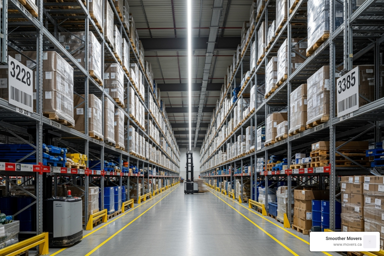 efficiently organized warehouse with clear aisles and labeled racking - warehouse storage north vancouver