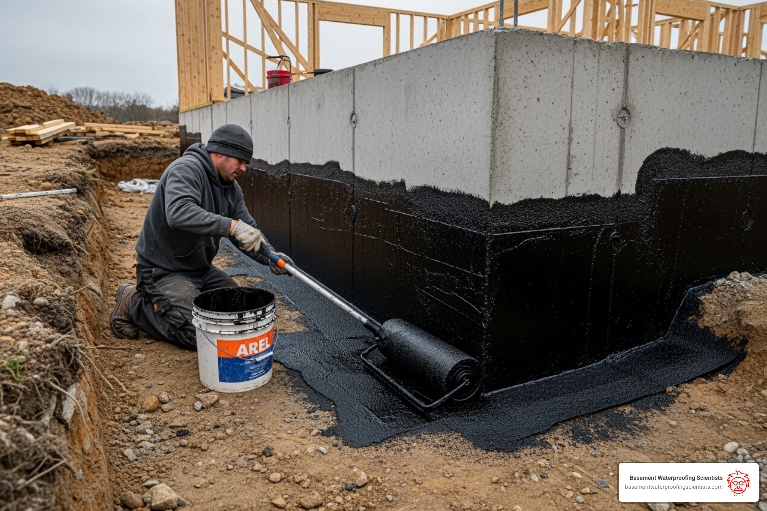 A newly installed sump pump in a clean sump pit, with drainage pipes connected, ready to manage water effectively. - waterproofing cost per sq ft
