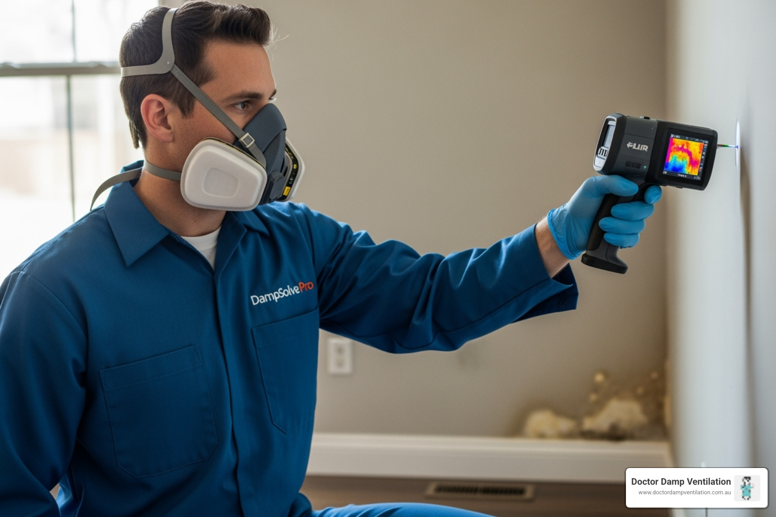 professional technician using specialised equipment - damp and mould control