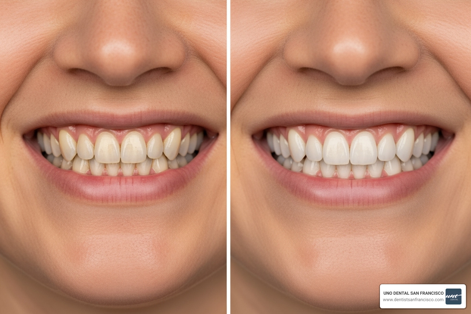 Before and after smile restoration - restorative dentists near me