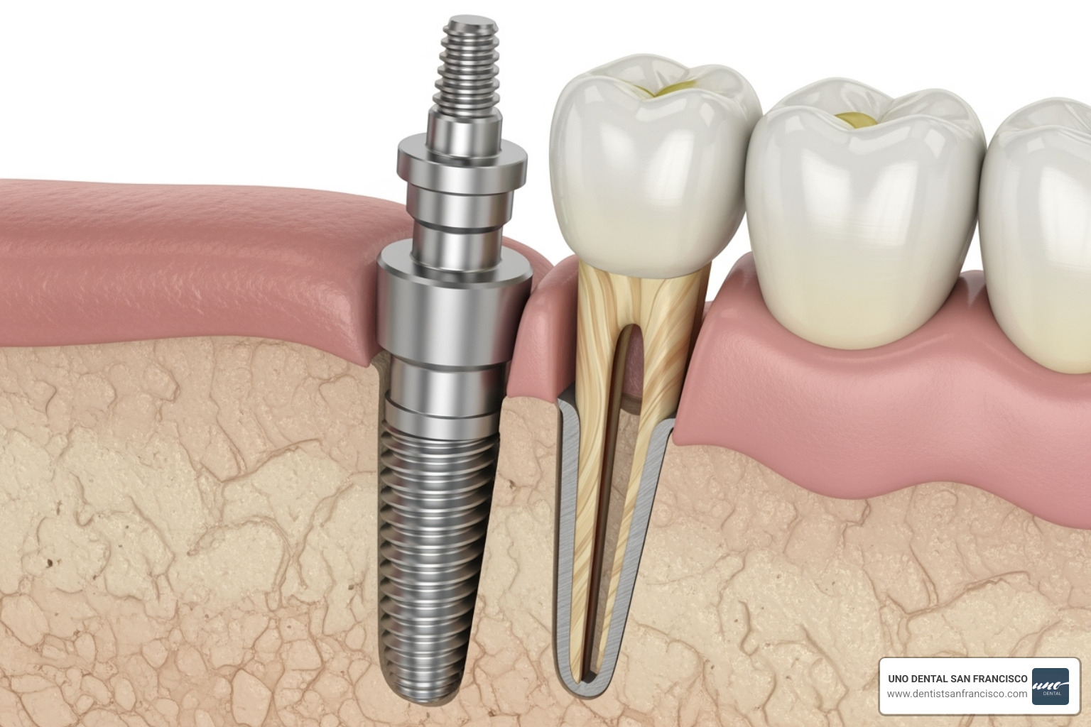 a dental implant structure (post, abutment, crown) - what does restoration mean in dentistry