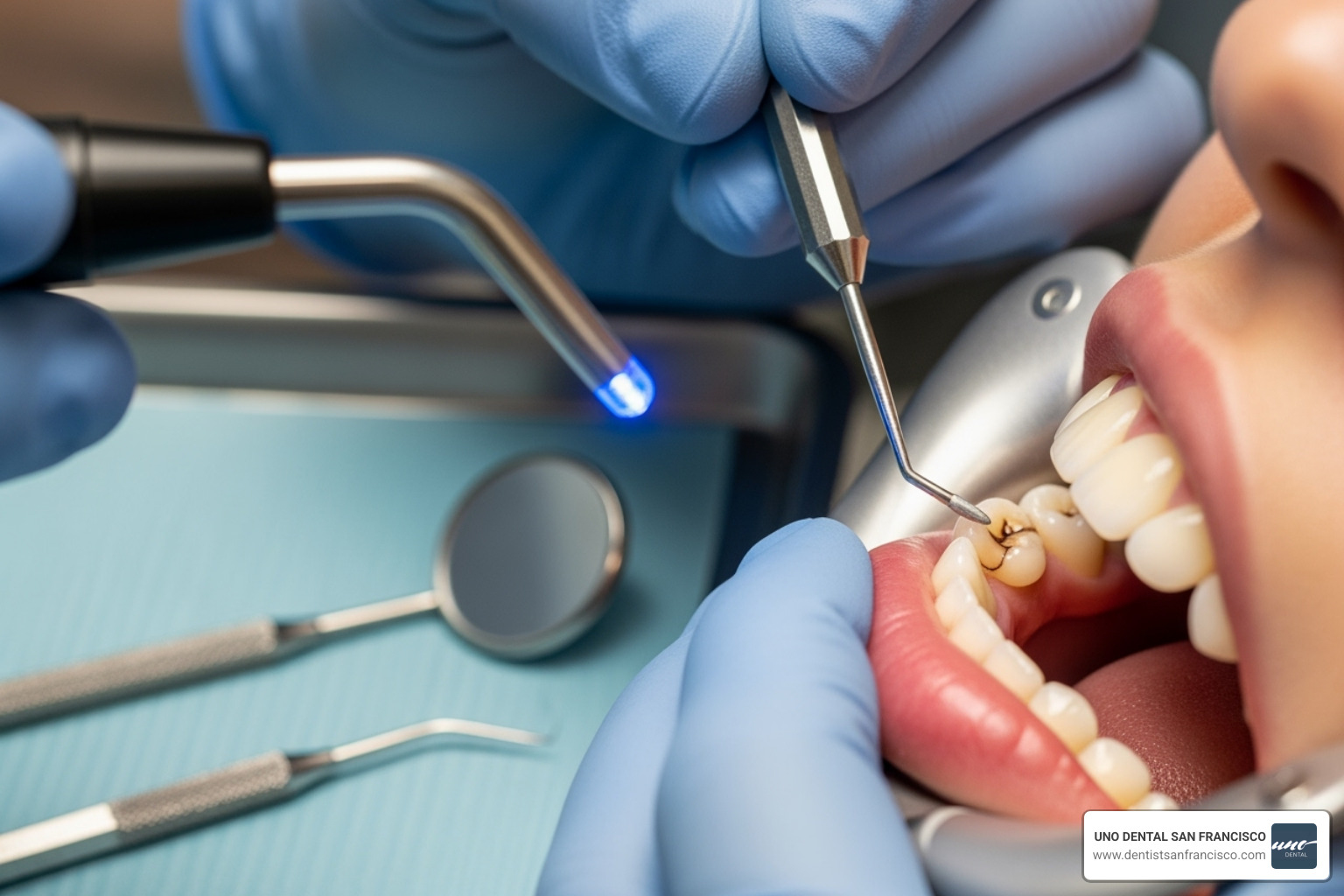 a dentist applying a composite filling - what does restoration mean in dentistry