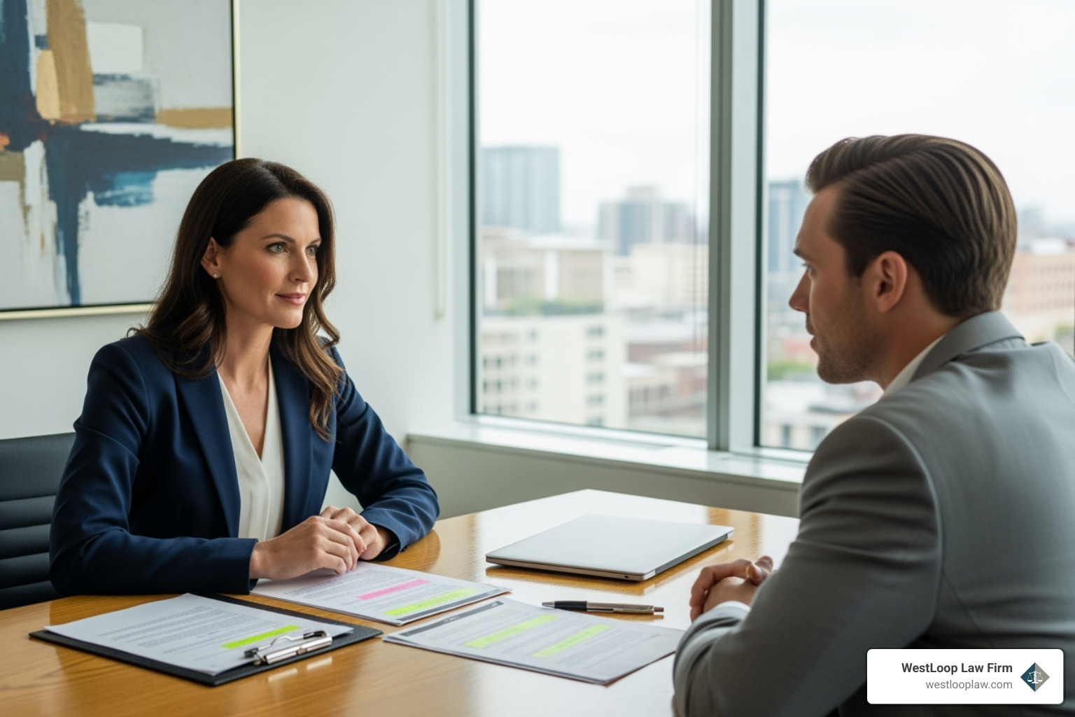 a lawyer consulting with a client - motorcycle crash injury attorney