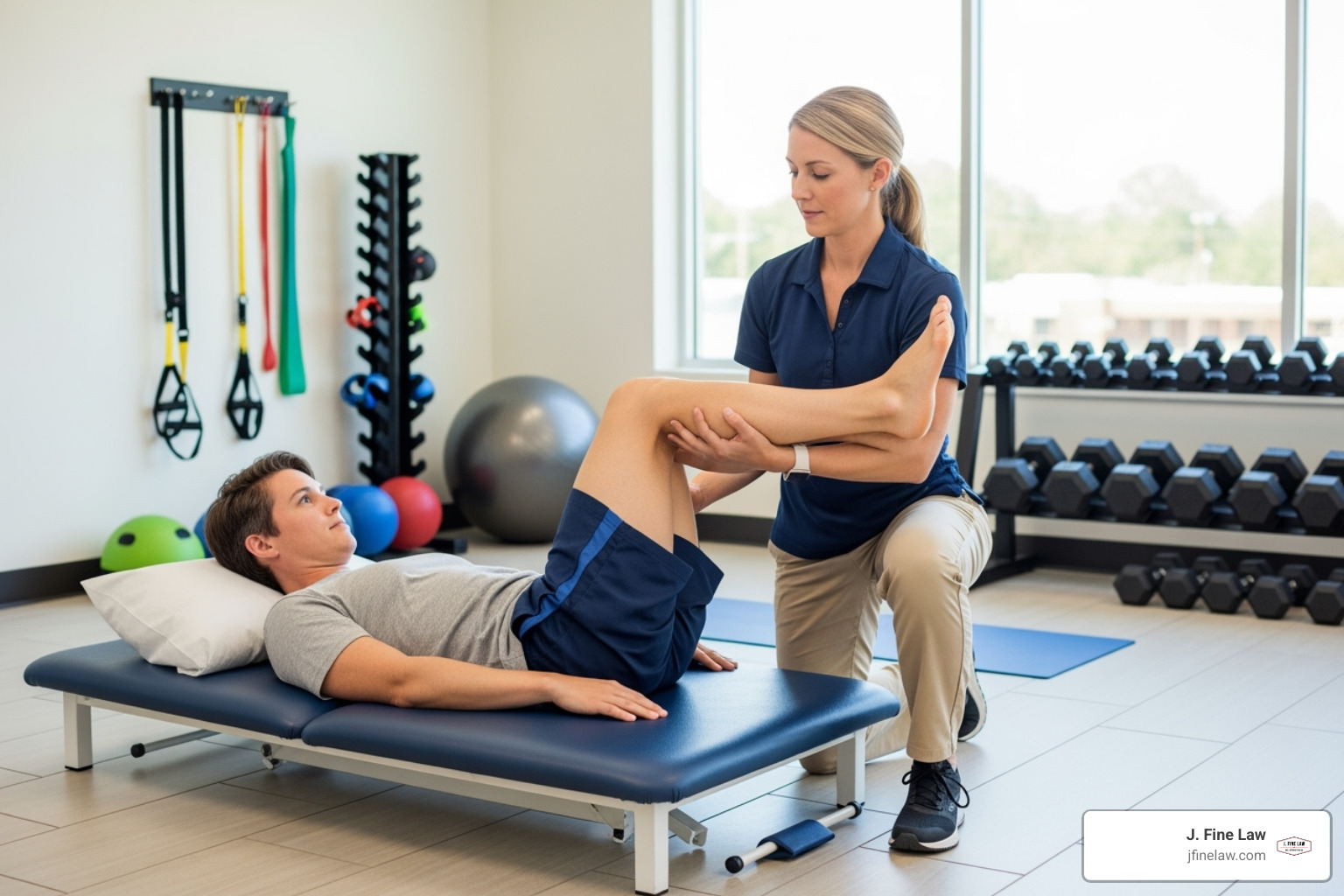 Person in physical therapy - truck crash lawyer near me