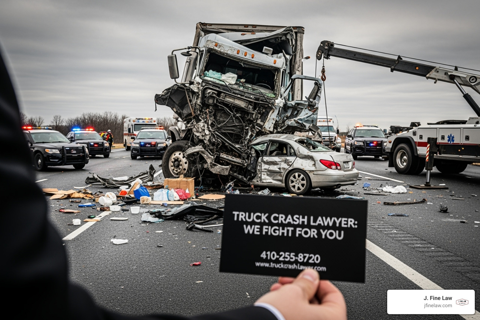 Smartphone taking picture of license plate and US DOT number on a truck - truck crash lawyer near me