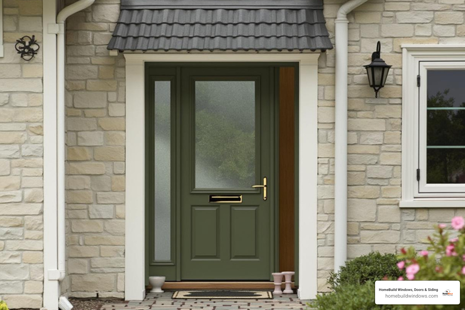catalog-style display showing various door and sidelight styles (Craftsman, Modern, Traditional) - replace front door and sidelights