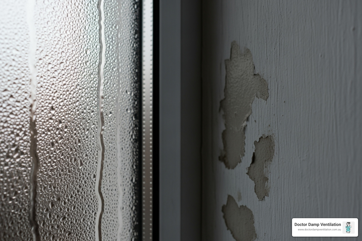 condensation on window next to wall - moisture in walls