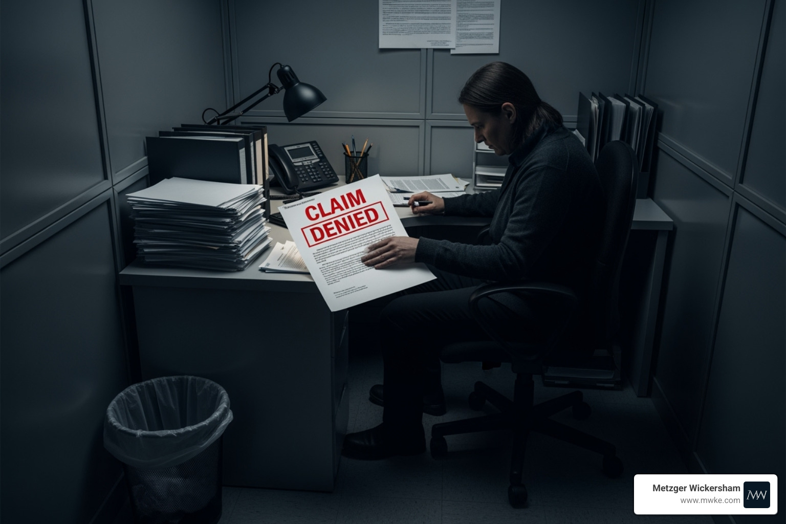 A gavel and legal documents - Denied workers comp claim