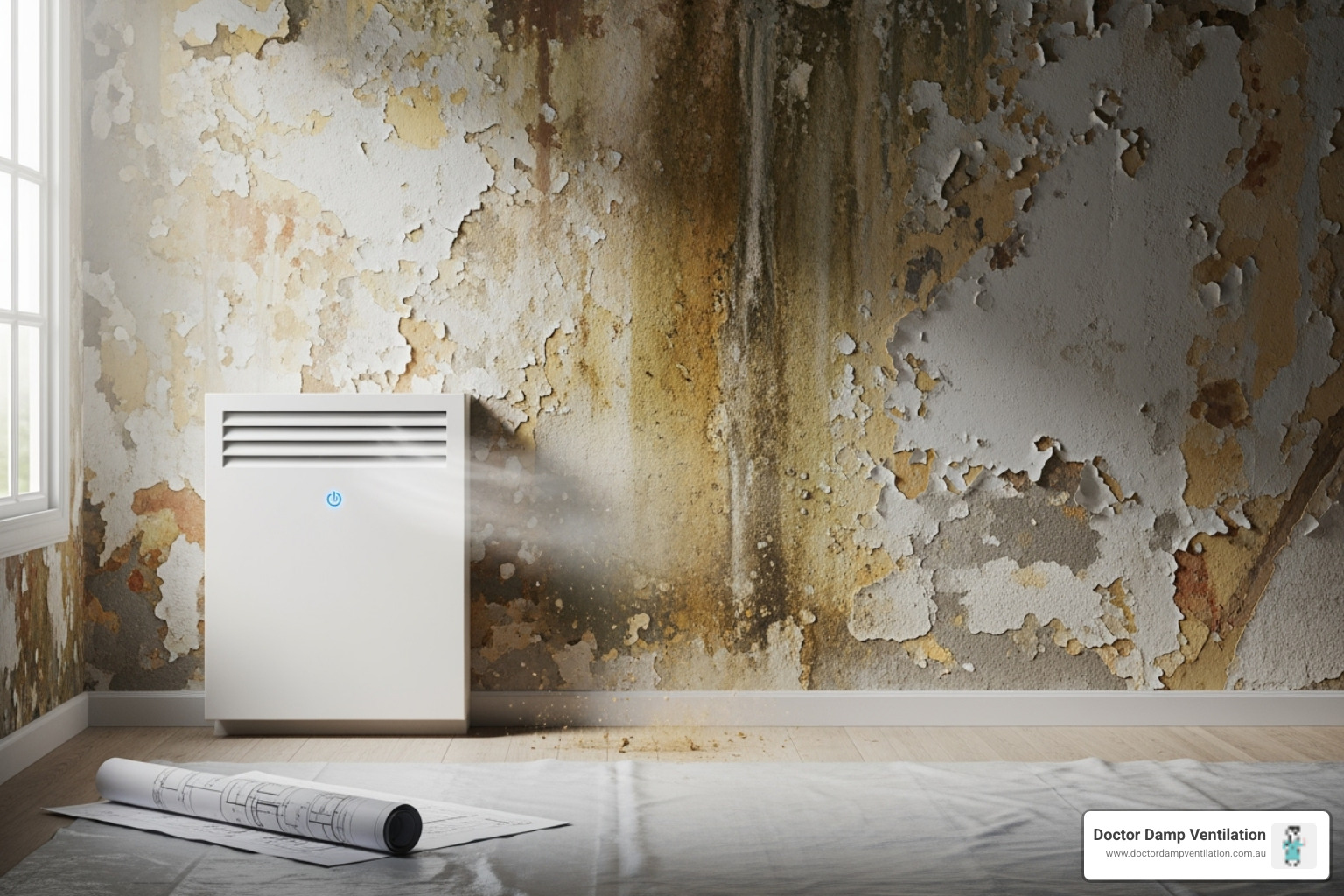 Image of a sub-floor ventilation system installed under a house, demonstrating a professional solution for persistent damp problems. - damp problem solution