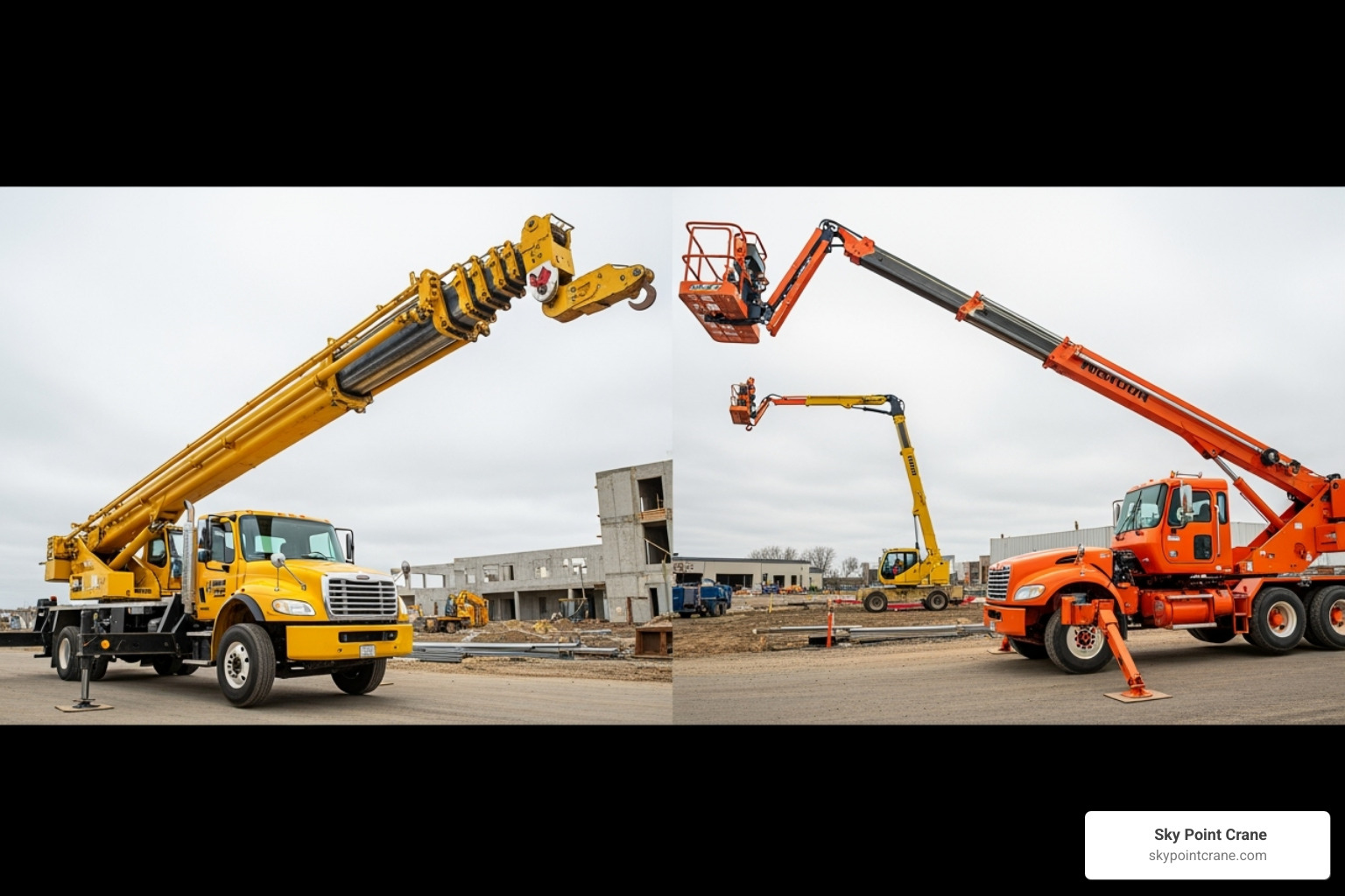 comparing a telescopic boom truck and an articulating boom truck - rent a boom truck for a day