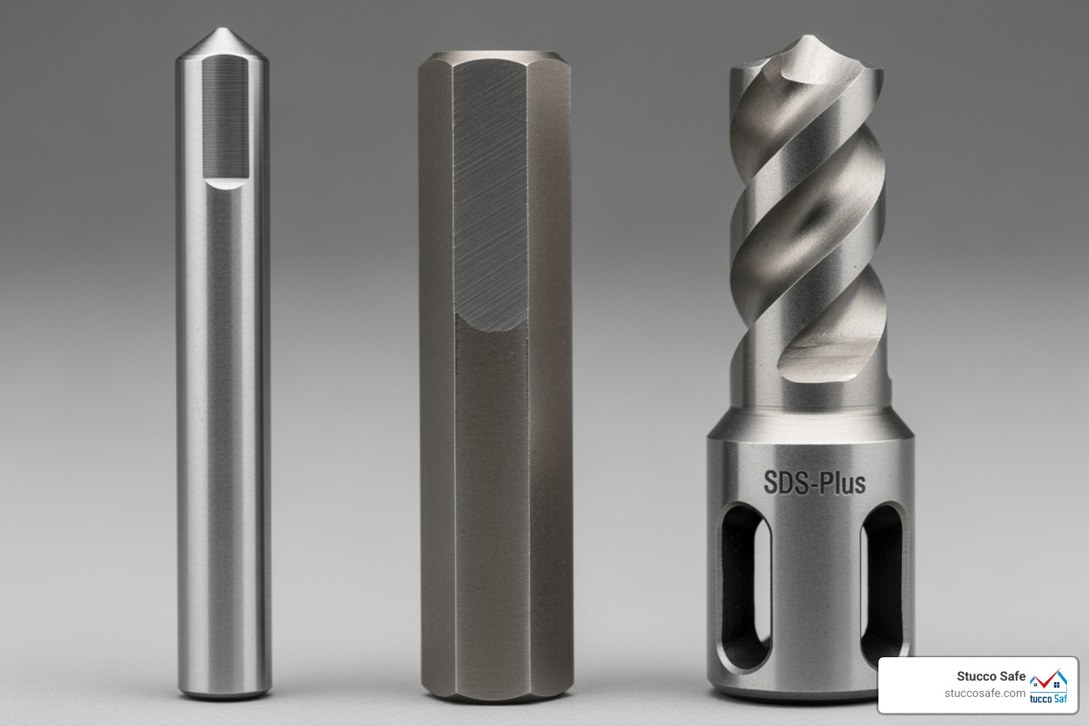 Comparison of straight, hex, and SDS shanks - masonry drill bit for concrete
