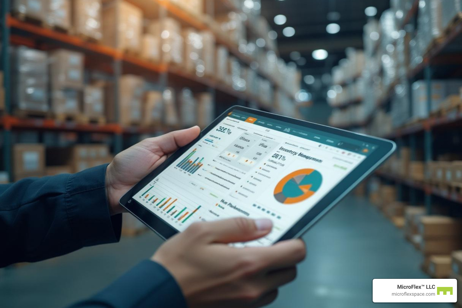 A person using inventory management software on a tablet to track stock levels and analyze sales data - Excess inventory solutions A person using inventory management software on a tablet to track stock levels and analyze sales data - Excess inventory solutions