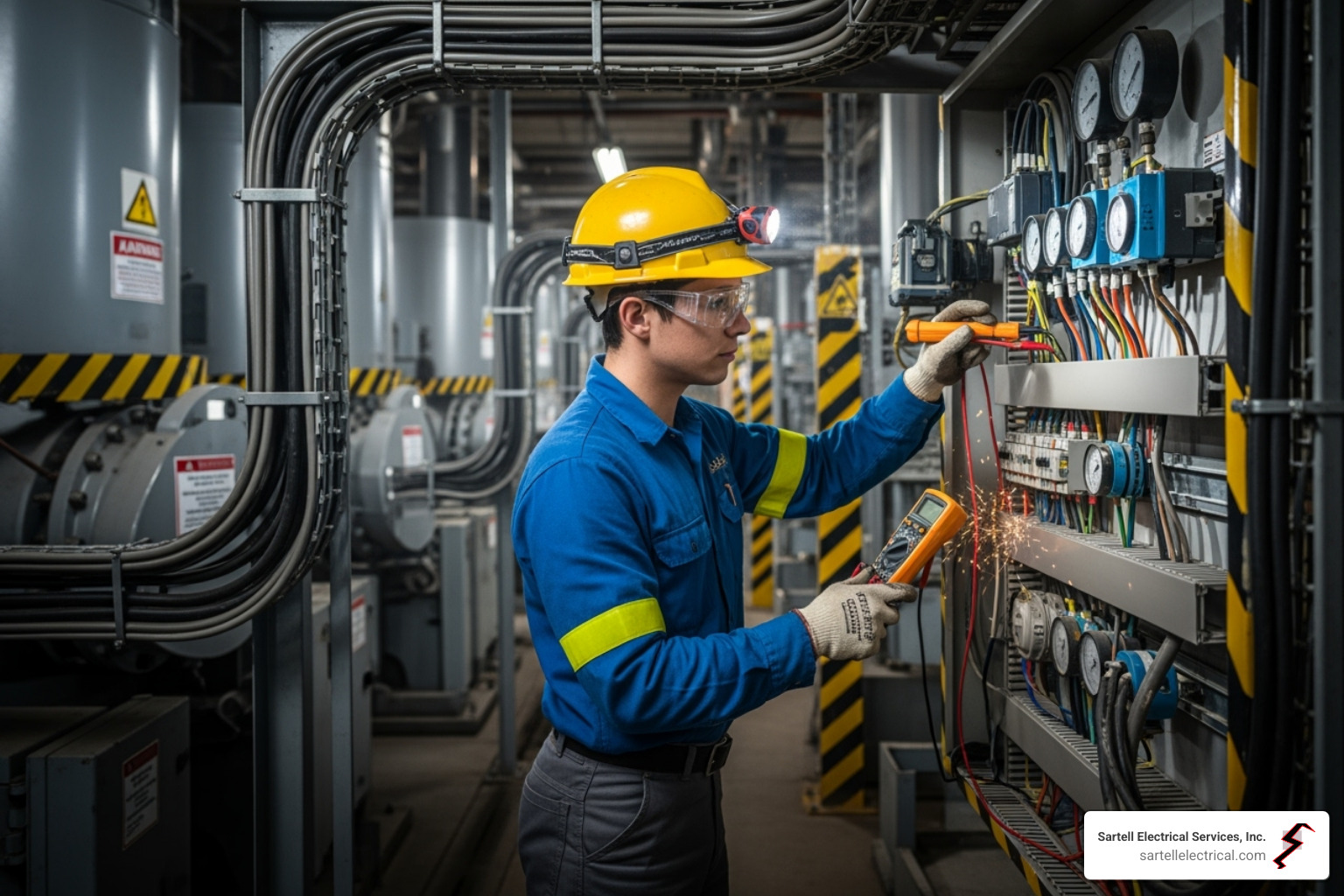 electrician in PPE in hazardous area - industrial electrical solutions electrician in PPE in hazardous area - industrial electrical solutions