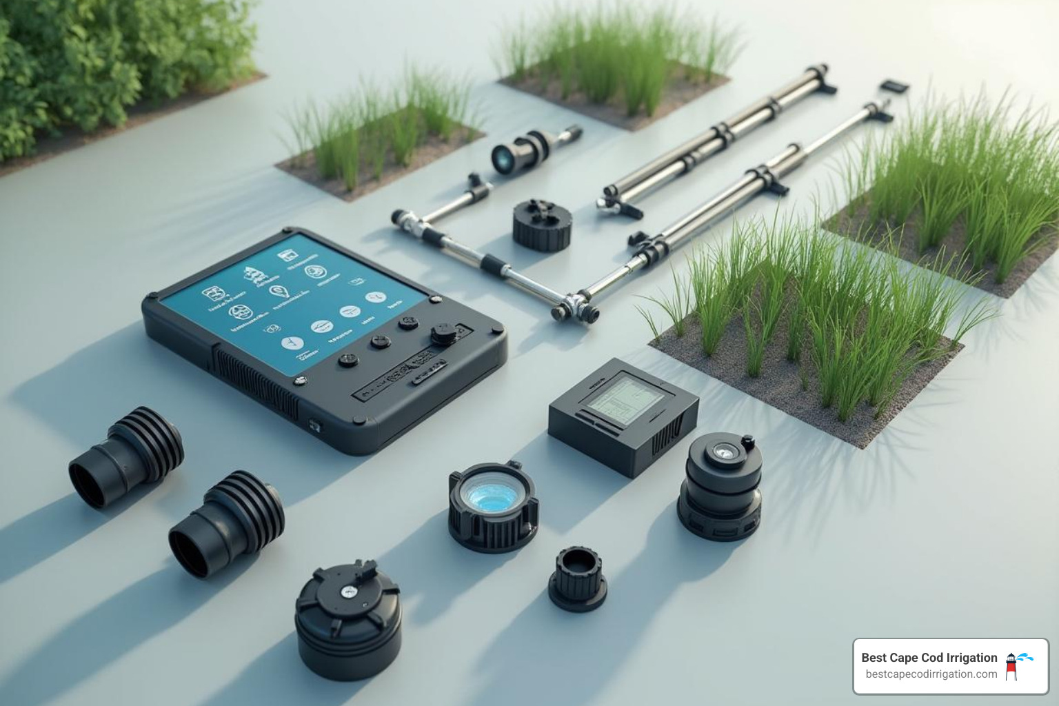 key components of a smart irrigation system laid out - remote irrigation system