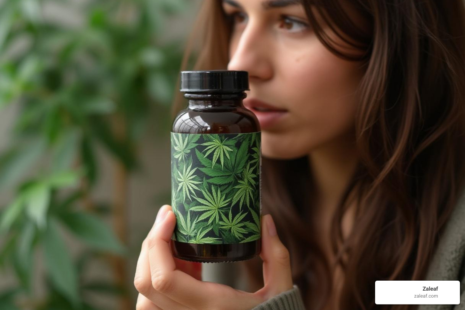 person looking thoughtfully at a cannabis product label - cannabis for relaxation