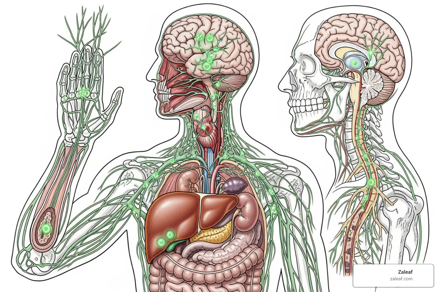 illustrating the endocannabinoid system receptors in the brain and body - cannabis for relaxation