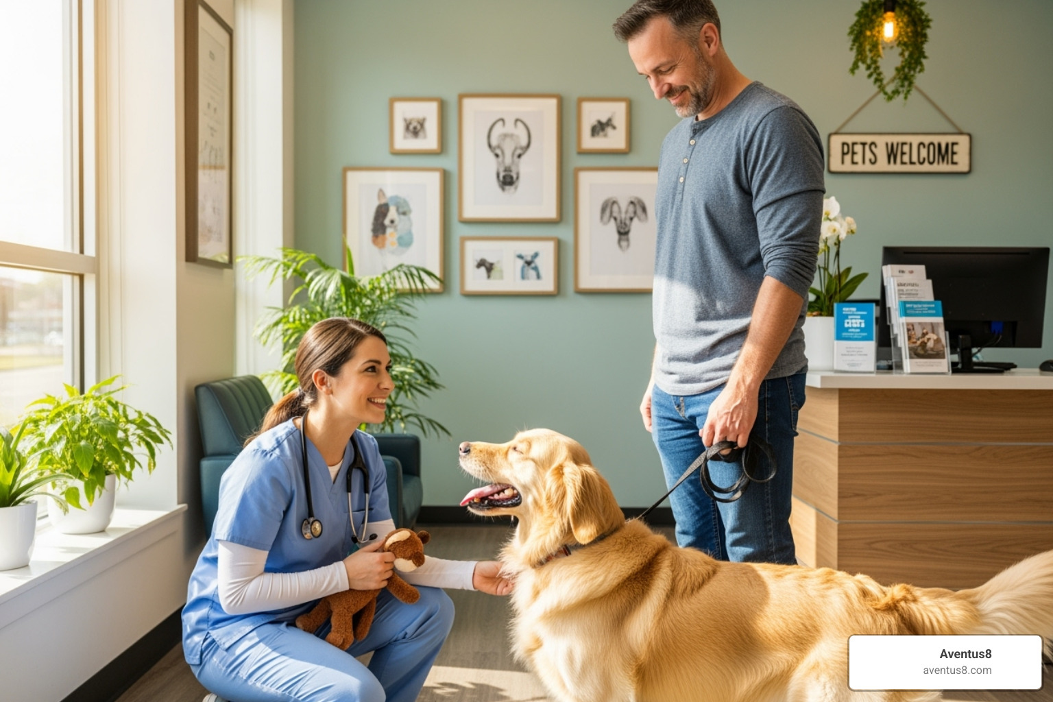 A pet owner talking to a veterinarian in a friendly setting - cbd for pets