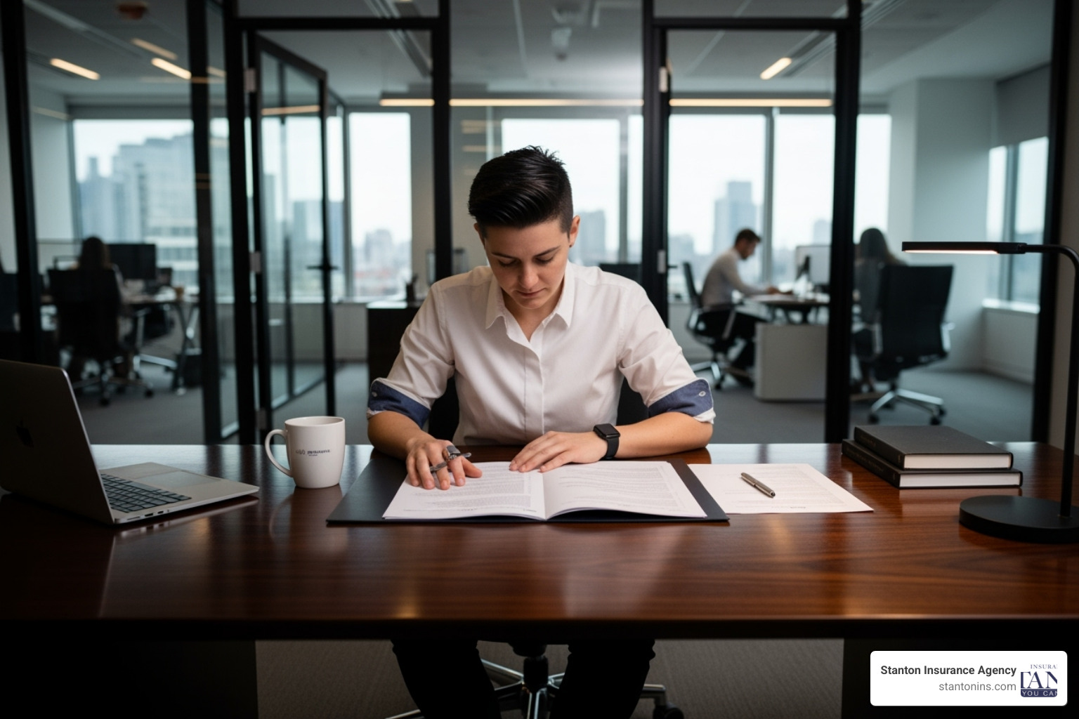 A person at a desk reviewing a checklist titled "D&O Protection Strategy" with items like "Review Bylaws," "Secure Indemnification Agreement," and "Analyze D&O Policy." - directors and officers liability prevention insurance and indemnification