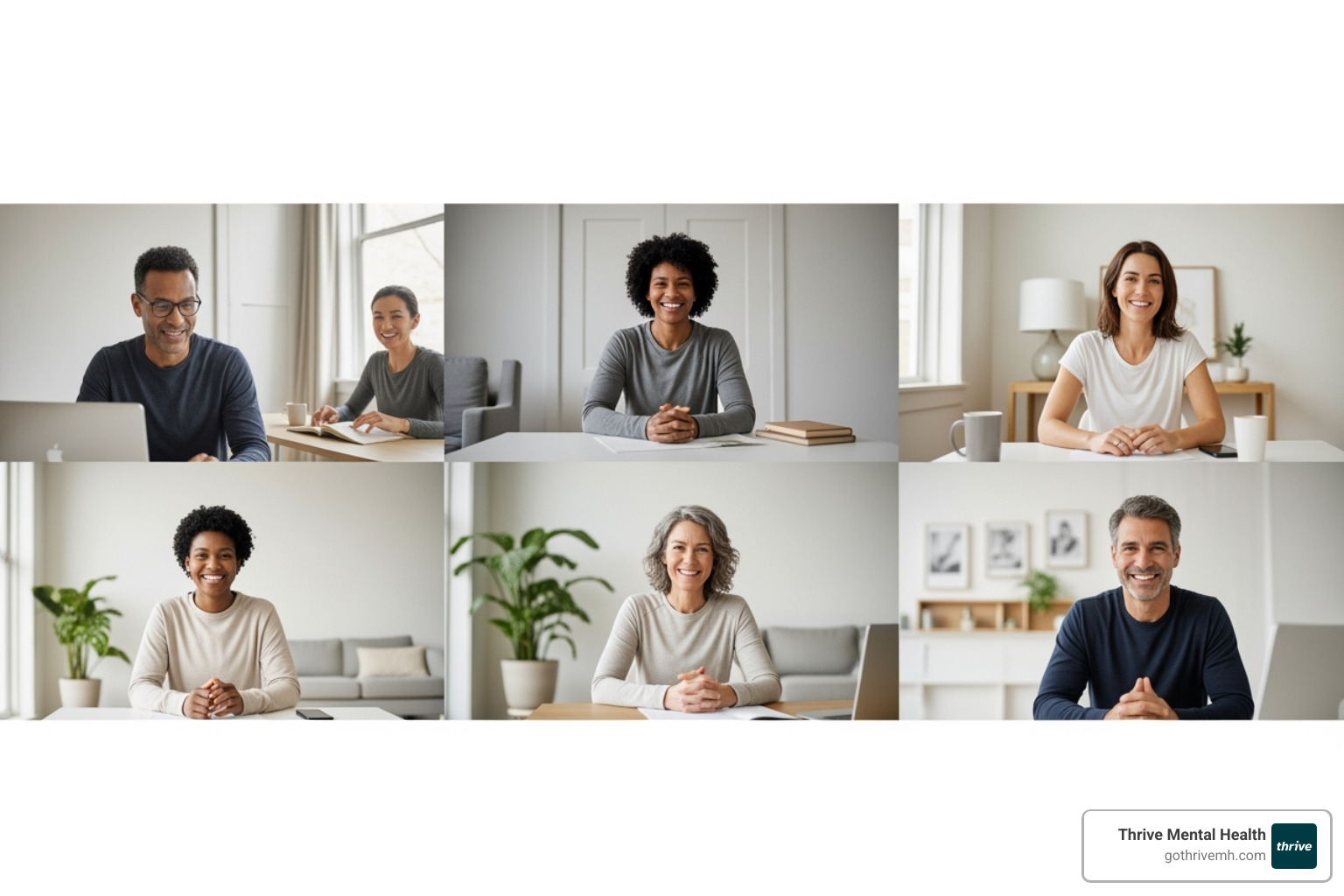 A diverse group of people connecting on a video call, symbolizing community and support in virtual therapy - telehealth IOP program
